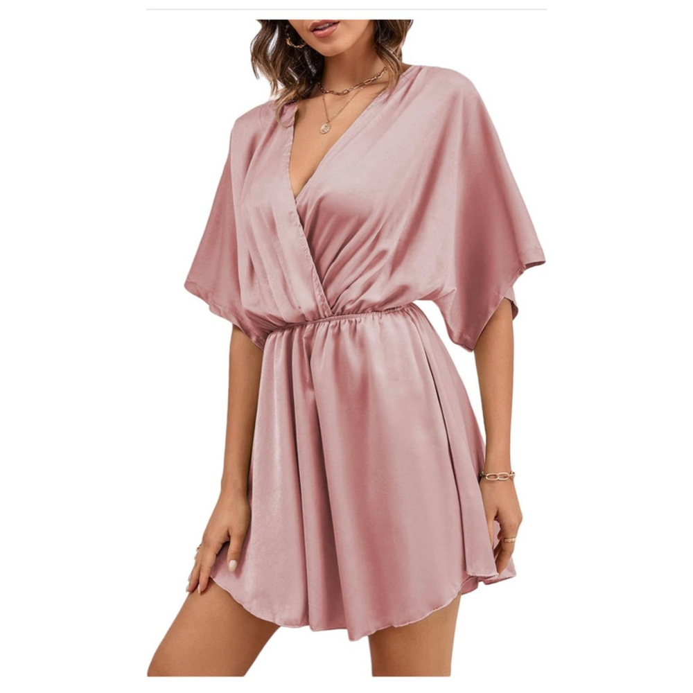 NEW Dusty Pink Satin Mini Dress XL - Picture 6 of 11